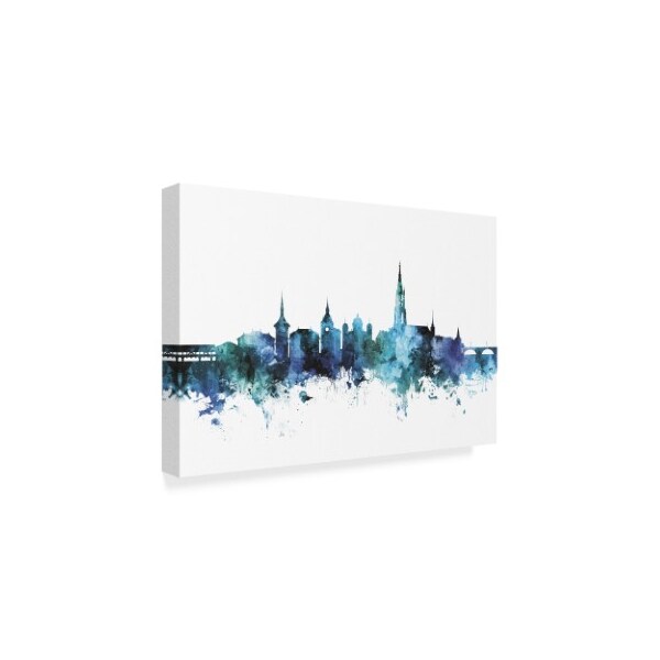Michael Tompsett 'Bern Switzerland Blue Teal Skyline' Canvas Art,16x24